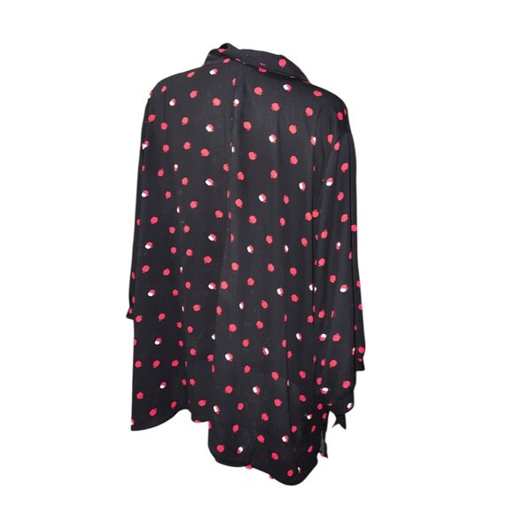 Catherines Womens Black Button-Down Shirt Size 3XL Red Apple Print Relaxed Fit 1 - Picture 3 of 12
